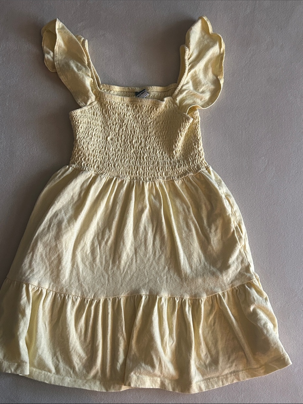 Old Navy Pale Yellow Smocked Ruffle Strap Dress